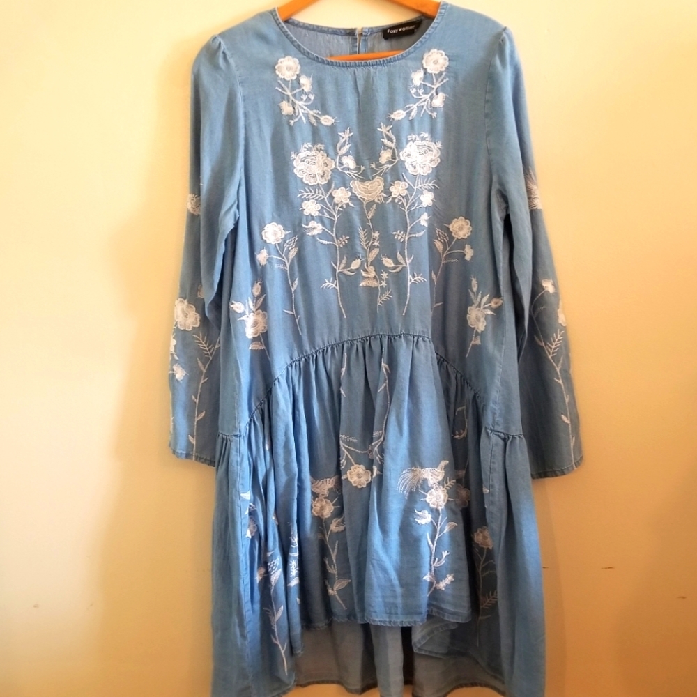 Tencel Embroidered Hi-Low Dress
